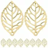 ULTNICE 100pcs DIY Baum Blatt Handwerk Legierung durchbohrt Baum Blatt für DIY Handwerk Golden