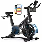 MERACH Heimtrainer Fahrrad mit Magnetischem Widerstand, Leises Bremsbelag/Hometrainer Fahrrad mit Verbessertem LCD-Monitor, Indoor Cycling Bike mit Hantelrack, Tablet-Halter, Eigener App, Bis 136KG