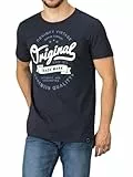 DENIMFY Tshirt Herren Baumwolle Regular Fit DFNuri Rundhals Kurzarm Sommer Tee Shirt Logoprint, Größe:4XL, Farben:Navy (Edy)