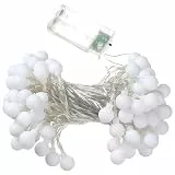 Funabridge Camping-Lichterkette, 10 m, IP65, dekorative Solar-Lichter, warm und bunt, 80 Kunststoffkugel-Lichter, batteriebetrieben, ideal für den Innen- und Außenbereich