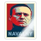 Spreadshirt Alexei Nawalny Porträt Sticker Aufkleber, 10 x 10 cm, Weiß glänzend