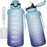 DEARRAY Tritan Trinkflasche 2l mit Strohhalm & Zeitmarkierung, 2 liter BPA-frei Große Wasserflasche mit Uhrzeit Motivierende Sportflasche für Fitness & Gym