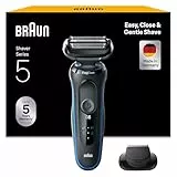 Braun Series 5 Rasierer Herren Elektrisch, Elektrorasierer mit 50 Min. Akku und EasyClean, Rasierapparat, Trockenrasierer, Wet & Dry, Wasserdicht, Made in Germany, 51-B1000s, Blau