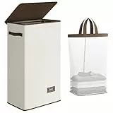 SOLEDI 70L Wäschekorb, Wäschesammler mit Deckel und Wäschesack - Wäschesortierer Groß Für Badezimmer, Schlafzimmer, Wäschekammer, Kinderzimmer