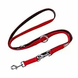 DDOXX Airmesh Hundeleine - 2m, 3fach verstellbare Hundeleine für alle Hundegrößen - M (Rot)