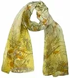 Xyueanlo Schals für Damen, leichte Schals, modischer Druck, Blumenmuster, Schal, F-gelb, Medium