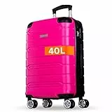 NOWI Handgepäck Koffer leicht – 40L Volumen – 8 Rollen 360° drehbar – Leichter ABS Koffer mit Zahlenschloss & Teleskopgestänge, Kabinentrolley, Handgepäckskoffer, Kabinenkoffer (pink, M)