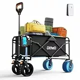 Litheli Elektrokarre Bollerwagen Faltbar, Handwagen faltbar mit Motor & Bremsen, 100L 50KG Belastbar, Faltbollerwagen geeignet für Camping, Garten, Strand, Einkauf (Schwarz,W1 Go mit 1 Akku)