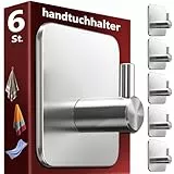 Menz Handtuchhaken ohne Bohren, 6 Stück, Klebehaken aus rostfreiem und wasserfestem 304 Edelstahl, Ideal für Badezimmerfliesen, 10 kg Tragkraft, Haken selbstklebend für Bad und Küche