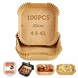 Cosori Airfryer Backpapier ohne PFAS und BPA | 100 Stück | XXL 4-7,3 L HIGHlIGHT: Ungebleichtes Airfryer zubehör, Kompatibel mit gängigen Heißluftfritteusen