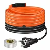 Heizkabel mit Thermostat, BDDFOTO 25 W/m Selbstregulierendes Heizband Frostschutz, Heizdraht IP65 Wasserdicht Zum Schutz von Wasserleitungen, Dachrinnen und Weidetränken, 4 m