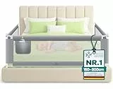 KESSER® Bettschutzgitter 150 cm, Rausfallschutz Bett & Bettgitter Kinderbett, klapp- & höhenverstellbar, Kindersicherung Baby Fallschutz, Mesh Netz, Kinderbett Schutzgitter + Tasche, Hellgrau