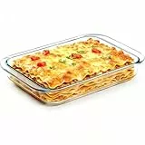 Aphorya 1.0 L Lasagne Auflaufform aus Borosilikatglas, Rechteckig und Ofenfest, Ideal für Airfryer Backofen Mikrowelle und Geschirrspüler