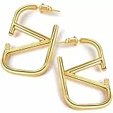V Ohrringe Goldene Damen, Sterling Silber Hypoallergene Vergoldete, Buchstabe V Geometrische Tropfen Gold Hängend Dupes Schmuck Geschenke für Frauen Valentinstag