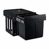 Relaxdays Einbaumülleimer 3-fach, ausziehbar, Küchenmülleimer für Unterschrank, 15l & 2x 8l, 35,1x34,3x48 cm, schwarz