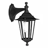 EGLO Außen-Wandlampe Laterna 4, 1 flammige Außenleuchte, Wandleuchte aus Aluguss und Glas, Farbe: Schwarz, Fassung: E27, IP44