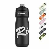 CYCLAMI Fahrrad Trinkflaschen 650ml, Leichtes, BPA-Frei, Auslaufsicher, Squeeze Radflasche für Radfahren Fitness Wandern Schwimmen (Black)