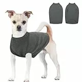 CITÉTOILE Warme Strick Hundepullover, Welpenkleidung mit Leinenlöchern für Herbst Winter, Warme Kleidung für Kleine Mittlere Große Haustiere, Grau, M