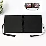 Hama Fotoalbum 215 * 150 mm, Fotobuch mit 30 schwarzen Seiten, 120 Fotoalben, zum Entwerfen und Einfügen) schwarz