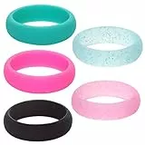 minkissy 5 Stück Teiliges Set Silikon Fingerringe für Damen Herren Kreative Glitzer Pulver Ringe Verstellbare Hautfreundliche Langlebige Schmuckstücke Zufälligen Farben