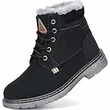 Mishansha Winterschuhe Kinder Wasserdicht Winterstiefel Jungen Warm Gefüttert Stiefel Mädchen, Schwarz 34