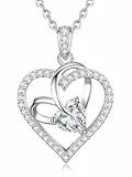 CDE Kette Damen Herz Halskette Damen Rosegold Rhodinierung Halskette für Frauen Geburtsstein Herzanhänger Schmuck Geschenke für Frauen Freundin Sie zum Muttertag Geburtstag Weihnachten Valentinstag
