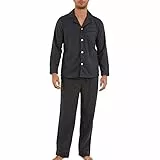 U2SKIIN Schlafanzug Herren mit Knopfleiste lang Pyjama Set Nachtwäsche Loungewear Flanell (Dunkelgrau, S)