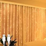 A.bigwhale Lichtervorhang 2x2m, 2 Stück Lichterketten Vorhang Innen, 200 LED Lichterkette Hängend USB Lichtervorhang Warmweiß für Hochzeit Party Weihnachten Wand Fenster Schlafzimmer Deko