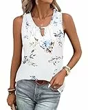 Tanmolo Damen Tank Top Ärmellos Tanktops Sommer T Shirt Basic Oberteile Blusentop Lässige Top Plissierte Bluse Blumenmuster, XL