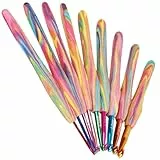 Coopay Häkelnadel Set Regenbogen, 2,0-6,0mm Häkelnadeln Set mit Bunt Griff, 9 Stk Häkelnadeln für Anfänger und Erwachsene, Leichte Häkelnadel Ergonomische für Arthritische Hände, Häkeln Geschenk