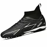WEJIESS Fußballschuhe Herren High Top Fussballschuhe TF Kinder Stollenschuhe Jugendliche Athletics Trainingsschuhe Football Schuhe Hallsportarten Fußball Stiefel Black 42 EU