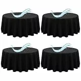 4 Stück Tischdecke Schwarz, 229 cm Tischdecken, Wasserabweisend Polyester Schwarze Tischdecke für Runde Tische, Wasserabweisend Tischdecke Rund für Party, Hochzeit, Essen