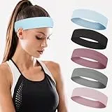 Mabor 5 Stück Yoga Haarband Damen Sport Stirnband Damen Rutschfeste Stirnbänder Elastische Schweißband Strin für Laufen Fitness Make-up