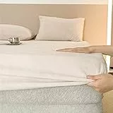 Michorinee Warme Fleece Spannbettlaken 140x200cm Cashmere Touch Kuschelig Flauschig Plüsch Flanell Bettlaken Spannbetttuch für Boxspringbett Topper Matratze bis 30 cm Hohe Creme Weiß