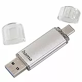 Hama 128GB USB-Speicherstick mit USB 3.0&USB 3.1-Type-C (2-in-1 USB-Stick, z.B.für Android Handy, Tablet, Computer, Notebook, MacBook, OTG, 40MB/s) USB-Typ-C Handy-Stick, Doppel Memory-Stick Silber