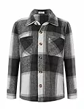 Arshiner Jungen Hemden Kariertes Kinder Herbst Winter Langarmshirt Basic Freizeit Button-down Shirts für Jungen 11-12 Jahre