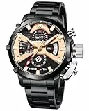 MEGALITH Armbanduhr Herren Chronograph Groß: Schwarz Edelstahl Uhren Herren mit Datum - Herrenuhr Wasserdicht Quarz