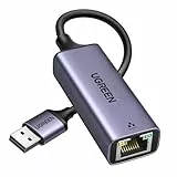 UGREEN LAN Adapter 3.0 1000 Mbps Ethernet Adapter USB auf RJ45 Gigabit Netzwerkadapter auf USB Aluminium kompatibel mit Switch,Mi Box,Laptop unter Win 11/10/ 8.1/8, Mac OS, Linux（Grau）
