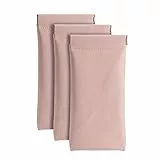 Ldirect 3 Stück PU Leder Brillenetui - Weiche Schutzhülle Beutel Tragbar für Sonnenbrillen - Etui für Männer und Frauen (Rosa)