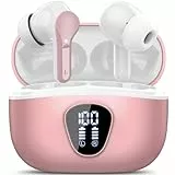 BESNOOW Bluetooth Kopfhörer, Kopfhörer Kabellos Bluetooth 5.4 In Ear, 4 ENC Noise Cancelling Mic Ohrhörer, HiFi Stereo Tiefbass, 40H Spielzeit, IP7 wasserdichte Earbuds, Touch Control, Rosa