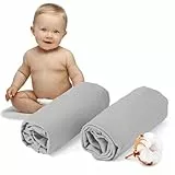 Dreamzie - 2er-Set Spannbettlaken 60x120-70x140 cm - Oeko-Tex Zertifiziert, 100% Baumwolle, atmungsaktives Spannbetttuch Jersey Baby, 150 g/m² - Grau