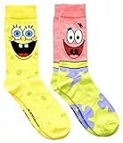 Hyp Spongebob Squarepants und Patrick Herren Crew Socken, 2 Paar, Mehrfarbig/Meereswellen (Ocean Tides), 37.5-46 EU