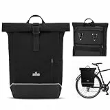 Johnny Urban Fahrradtaschen für Gepäckträger Damen & Herren Schwarz - Robin Medium Bike - 2 in 1 Fahrrad Tasche Rucksack & Gepäckträgertasche Hinten - Wasserabweisend