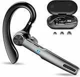 Bluetooth Headset Wireless Freisprech Telefon, 5.3 Bluetooth Headset Handy mit 60H Spielzeit, ENC Dual Mic Geräuschunterdrückung Ohrhörer, Earbuds mit Ladecase für Business/Büro, Tiefes Schwarz