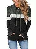 Cuptacc Hoodie Damen Basic Kapuzenpullover Damen Mode Sweatshirt Casual Langarmshirt Lässige Hoodie Frauen Grünschwarz L 42-44