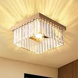 Cainjiazh Kronleuchter Kristall Deckenleuchte Moderne Rechteckige Deckenleuchte K9 Edelstahl Kronleuchter für Wohnzimmer Schlafzimmer Esszimmer Deckenbeleuchtung E26 Quadratisch 50cm