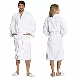 ZOLLNER Bademantel in weiß - hautfreundlich und super saugstark - für Damen und Herren - Baumwolle - Größe XL - waschbar bis 95°C - Hotelqualität - Oeko Tex® zertifiziert