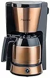Bestron Filter-Kaffeemaschine für 8 Tassen Kaffee, Kaffeemaschine mit 1 Liter Thermokanne, inkl. Permanent-Filter & Abschaltautomatik, 900 W, Farbe: Kupfer