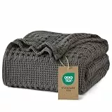 PHF 100% Baumwolle Waffledecke Kuscheldecke 150x200cm, Oeko-TEX® Zertifiziert - Hotelwäschequalität - Ideal für Sofa Couch Bett, leicht & atmungsaktiv, Anthrazitgrau (Charcoal Grey)