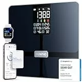 RENPHO Körperfettwaage mit großem Display, Personenwaage Ultrapräzise Waage mit Körperfett und Muskelmasse, Trend, Smart Waage Personen mit App, ITO Körperwaage, Schwarz, Elis 2X